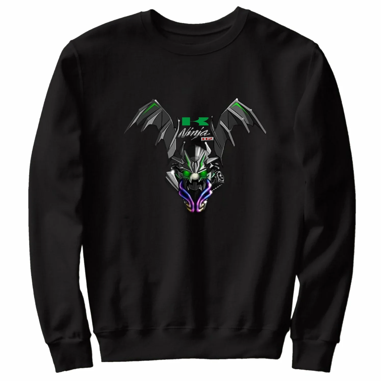 Classic Japanese Ninja H2 Motorcycle Bat Inspiration Pullover Hoodie Comfortable Cotton Casual Mens Sweatshirts Rider Streetwear