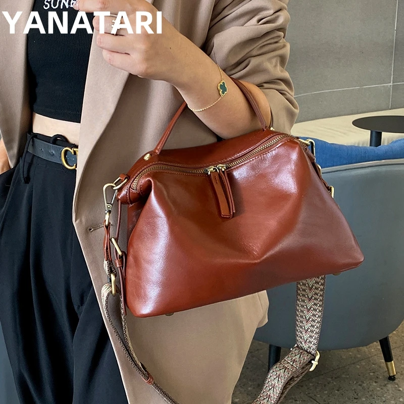 luxury handbags female crossbody bags Vintage Genuine leather women shoulder bag Large capacity soft leather cowhide fashion bag