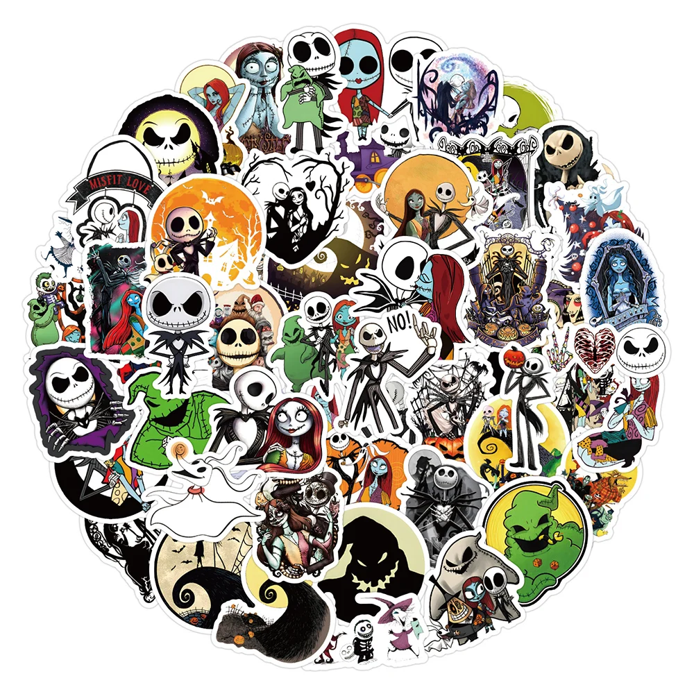 

10/30/60pcs Nightmare Before Christmas Halloween Decoration Sticker for Skateboard Laptop Motorcycle Waterproof Decal Sticker