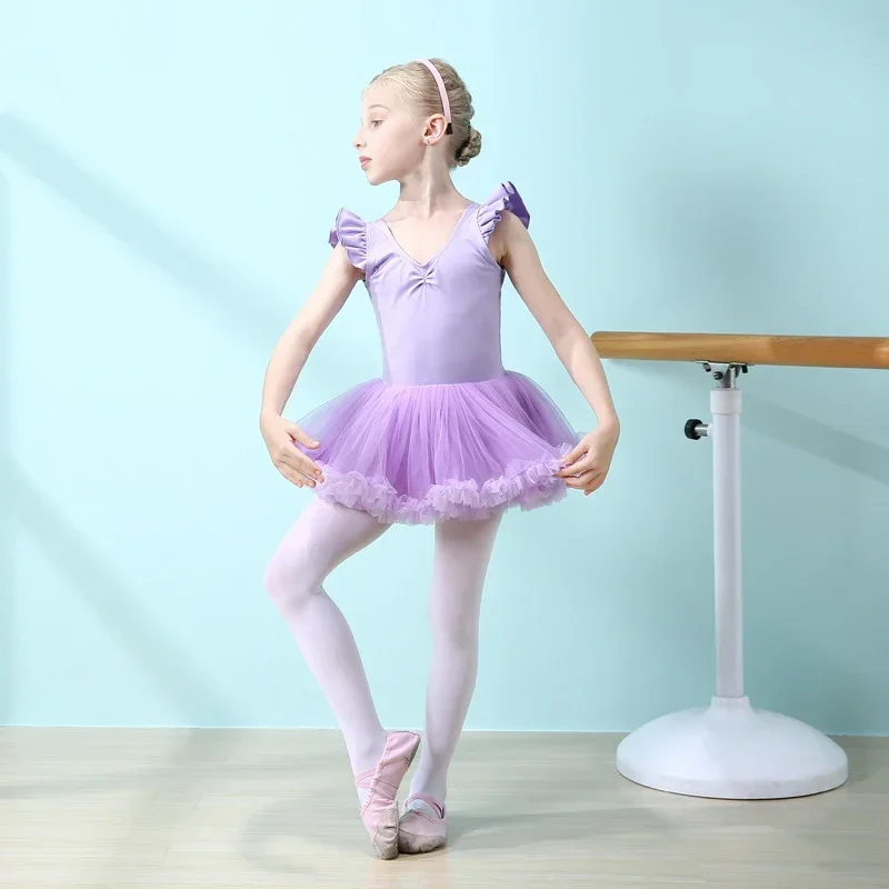 فستان باليه توتو للفتيات بدون أكمام ملابس راقصة الباليه للفتيات ثياب الجمباز ملابس الرقص فستان ممارسة الباليه الاحترافي
