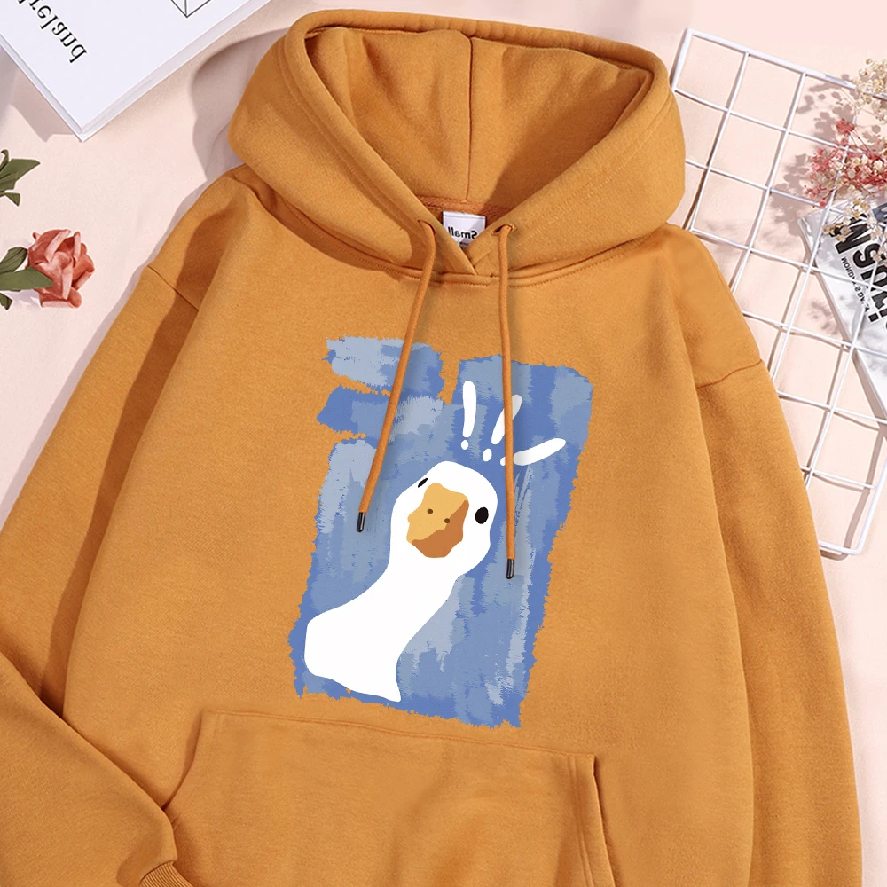 Graffiti-art Confused Duck Printed Women\'s Sweatshirt vintage Oversize Hooded Street Casual Hoodie Autumn simple Soft Clothes