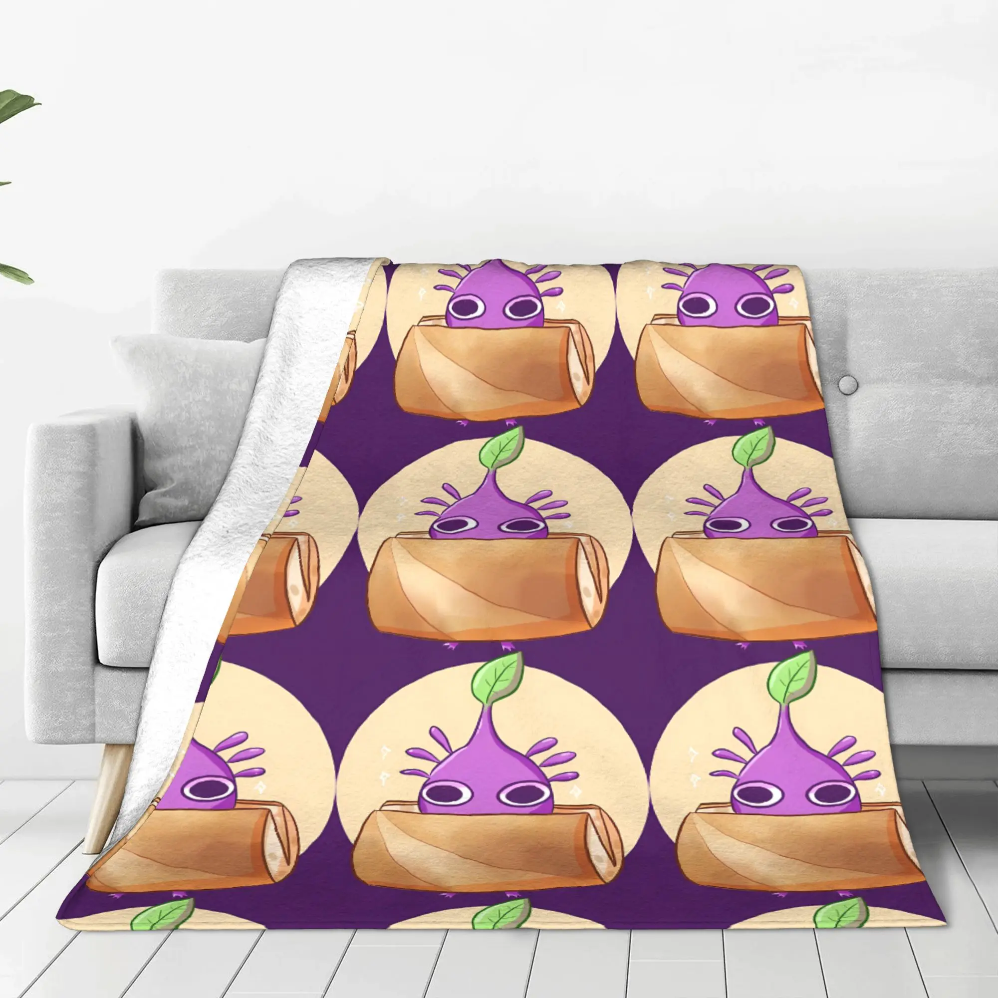 1PC Home Cutecore Purple Sprout Sprite Pikmin Blanket Super Cosy Plush Home Living Room Sofa Halloween