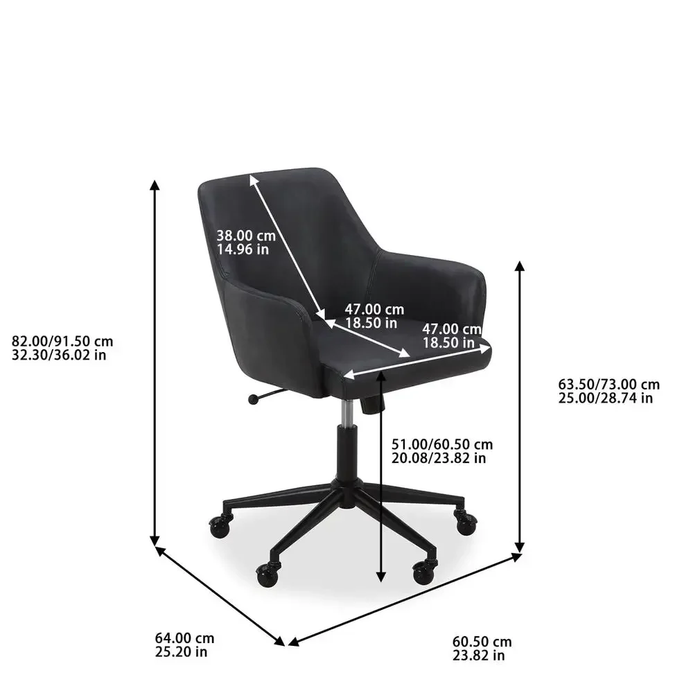 Elegant Black Swivel Office Chair Adjustable Height Faux Leather Comfortable Seat Stability