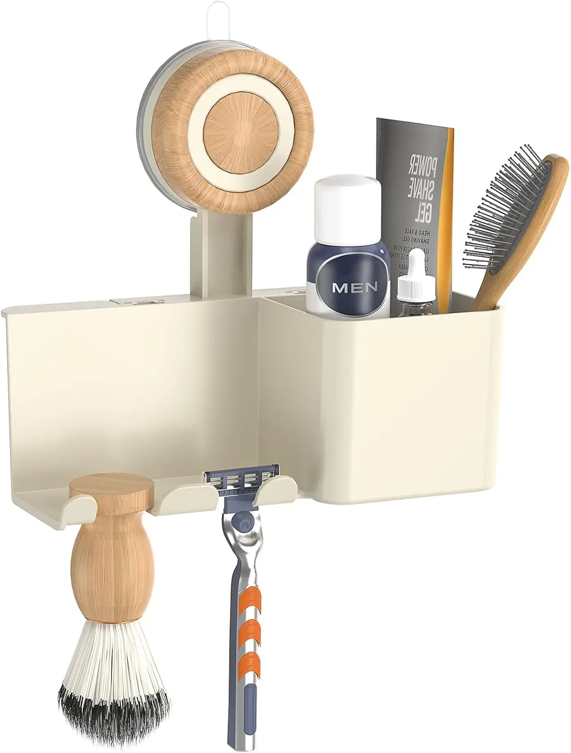 

in 1 Razor Holder for Shower, Suction Cup Shaving Brush and Razor Stand with Storage Box for Mousse,Facial Cleansers,Razor Blade