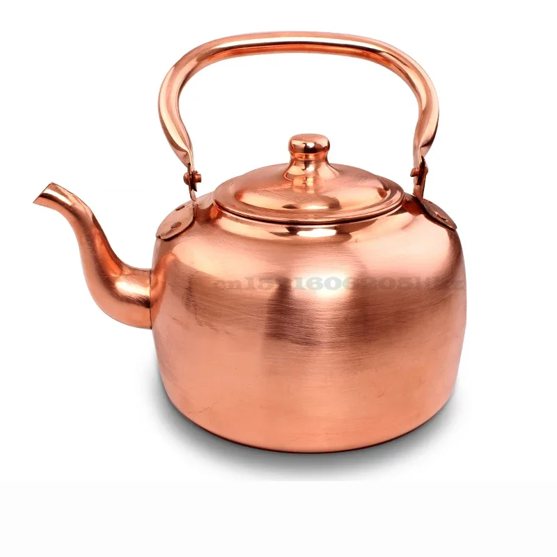 Large-Capacity Copper Pot, Flat-Bottomed Kettle, Handmade Soup Pot, 5L Gas Stove Suitable, Cookware Essentials