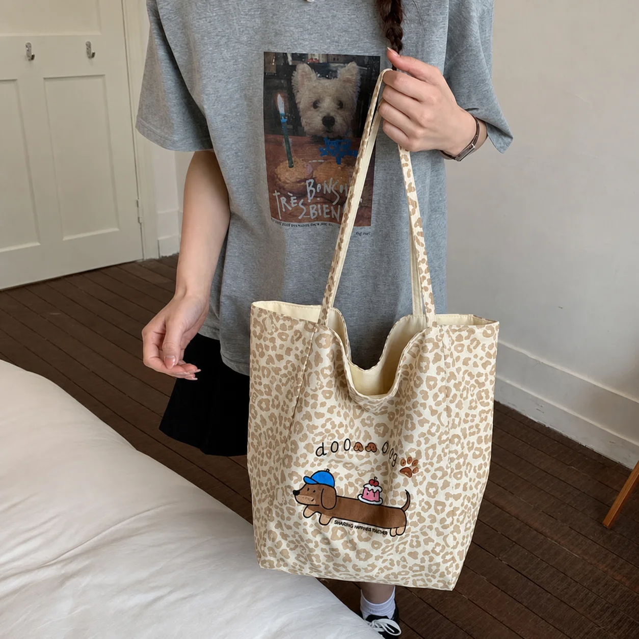 Reversible Tote Bag  Shoulder Handbag Cartoon Dachshund Bag Reversible Large Capacity Bag For Short Trips Daily Commuting