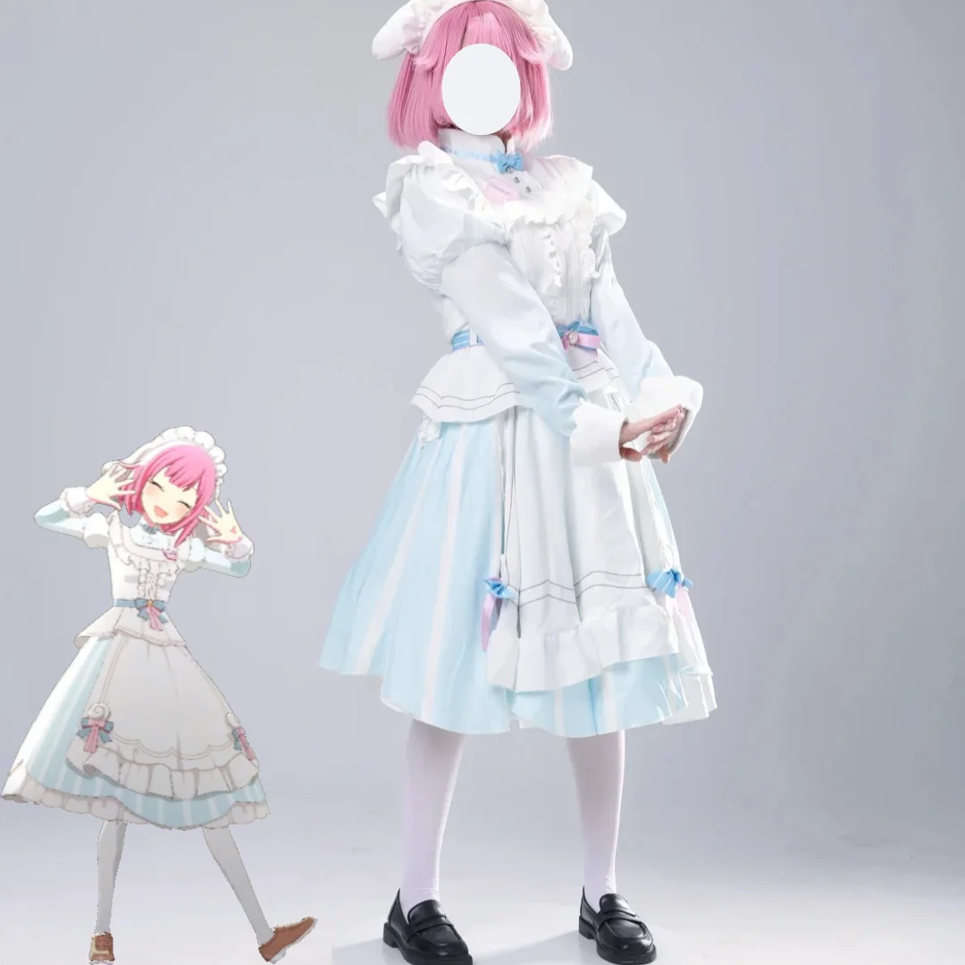 Ootori Emu  Collaboration Cosplay Fluffy Maid Outfit 3D Cute Dog Headband Cute Maid Lolita Virtual Idol Stage Costume Wig Set view 3