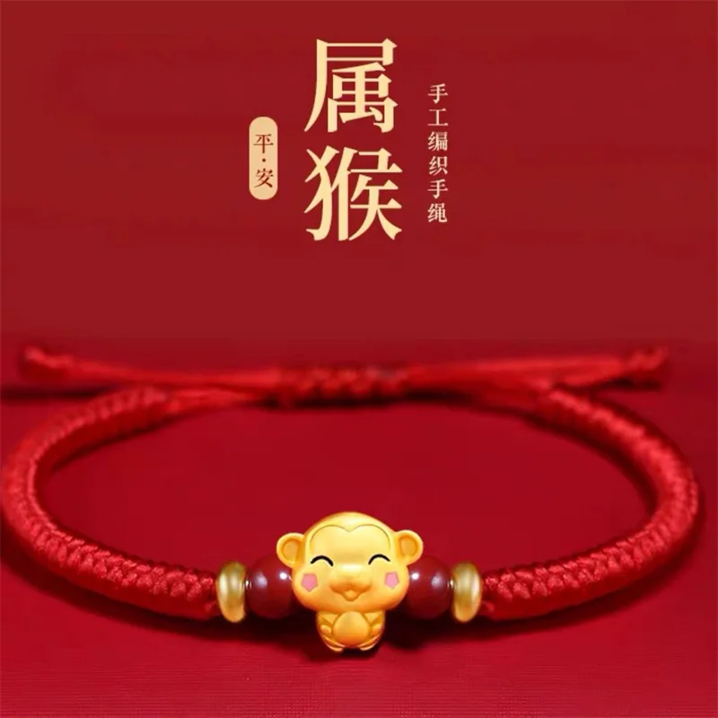 Chinese Style 12 Zodiac Bracelet For Women Men Handmade Braided Lucky Red Rope Charm Bracelet Cute Animal Jewelry Birthday Gifts