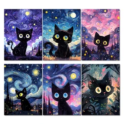 5D DIY Diamond Mosaic Van Gogh Star Cat Diamond Painting Landscape Art Water Diamond Cross Stitch Home Decoration Gift