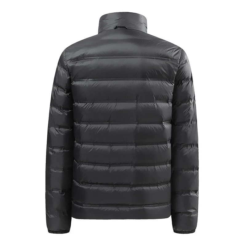 Men's Stand Collar Long Sleeve Down Jackets Winter New Fashion Male Simple Basic Casual Trendy Solid Color Coats Clothes Tops