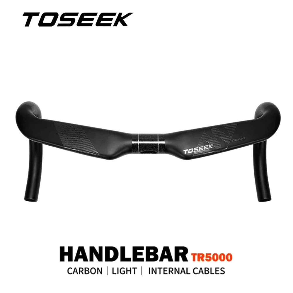 

TOSEEK T800 Carbon Fiber Bike Road Handlebar 31.8mm Bicycle Road Bent Bar 360/380/400/420/440mm Internal Cables