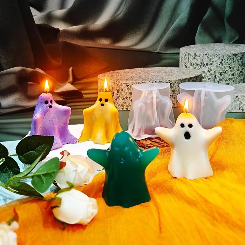 DIY Halloween Ghost Aromatherapy Candle Silicone Mold Gypsum Decorative Desktop Decoration Cake Ice Baking Resin Mold Handicraft