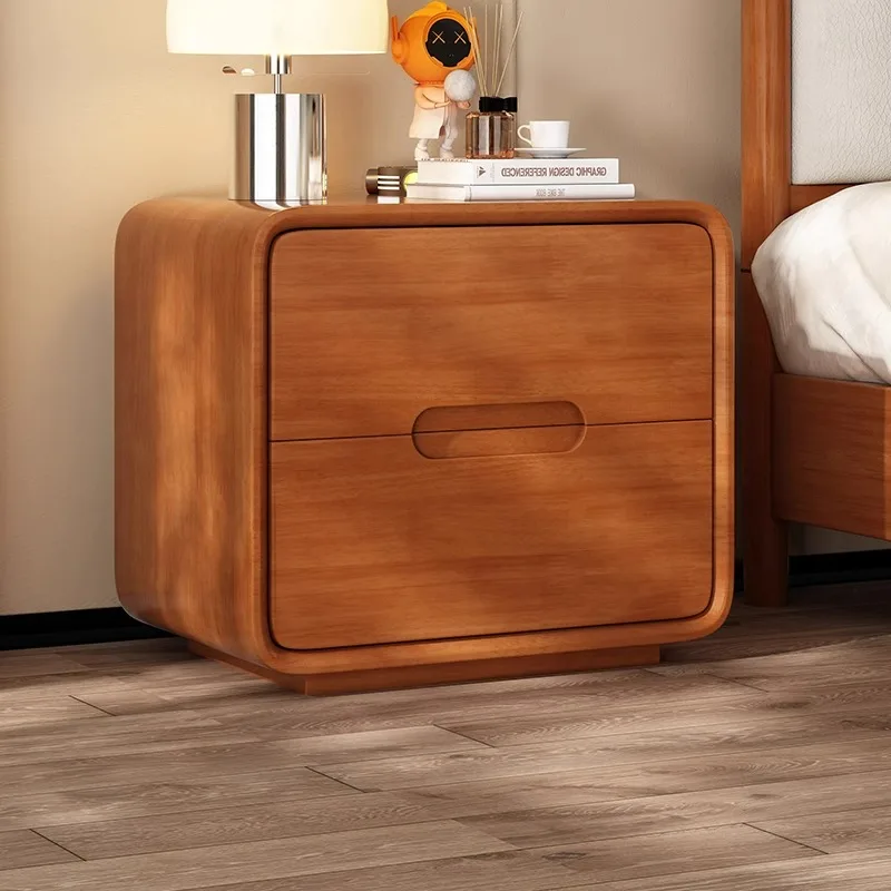 

Log Wind Simple Nightstands Modern Floor-standing Wooden Chest of Drawers Small Apartment Bedside Cabinet No Installation