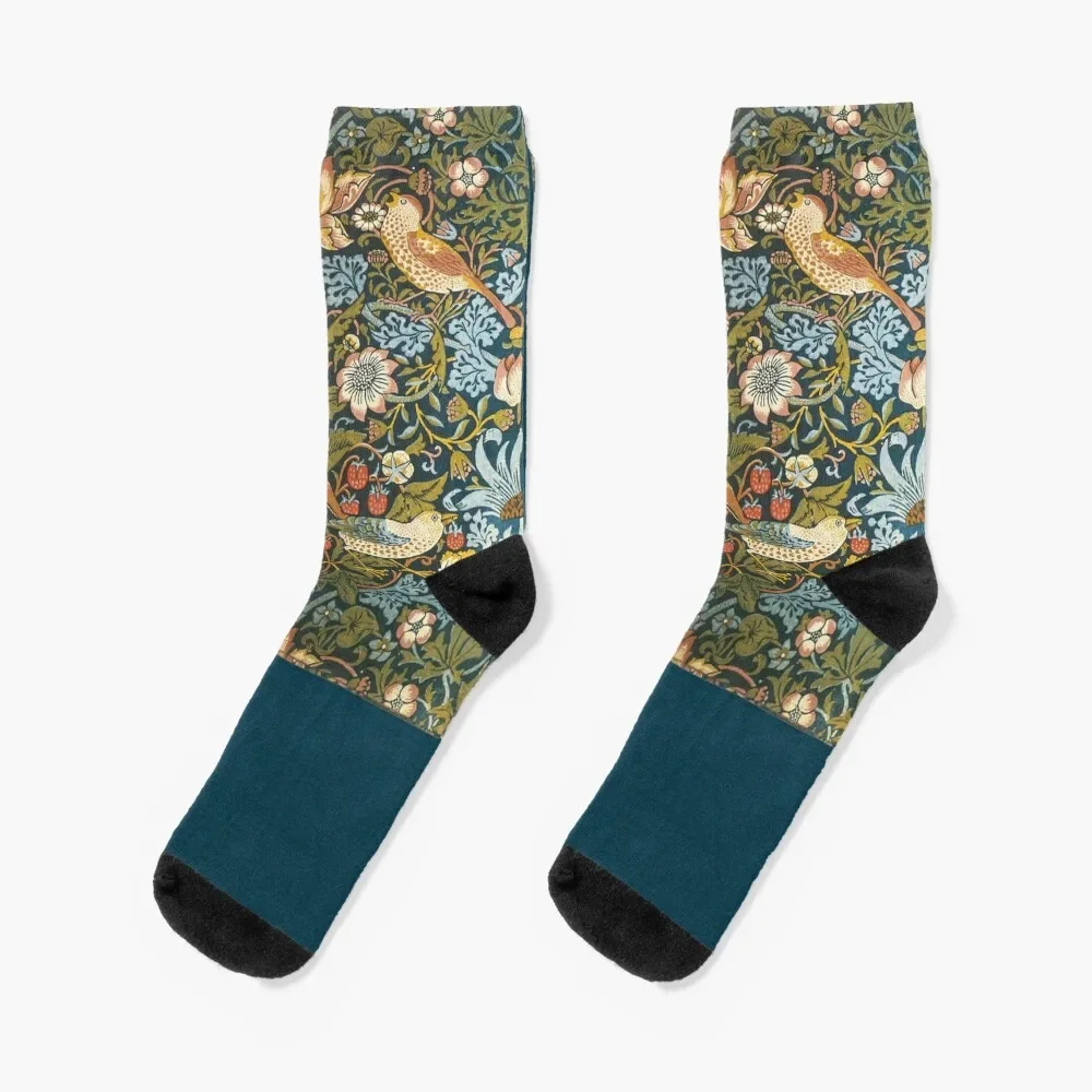 

William Morris Pattern Art Deco Socks anti-slip basketball warm winter Ladies Socks Men's