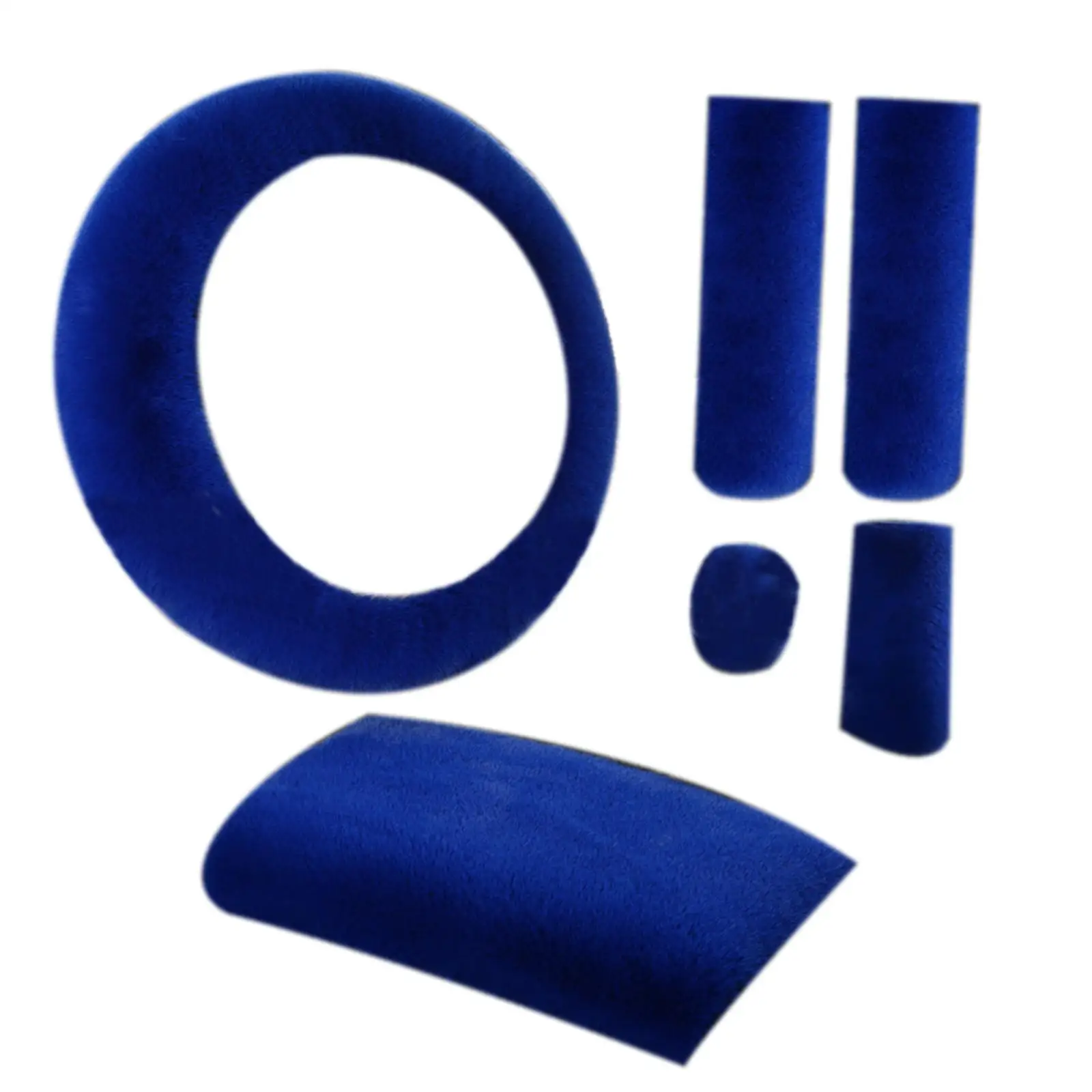 6x Generic Plush Car Steering Wheel Cover Blue Breathable Central Control Storage Cover Warm Car Accessories Protective Cover