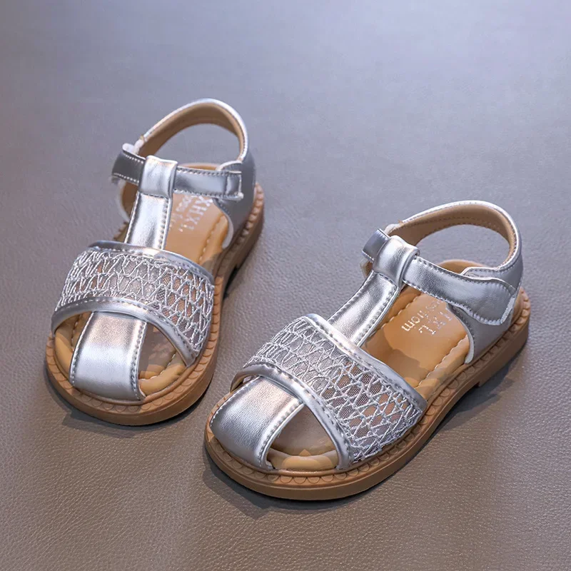 

Girls' Sandals 2025 Summer New Fashion Woven Children's Princess Sandals Soft Sole Non Slip Kid's Roman Beach Shoes For Girls
