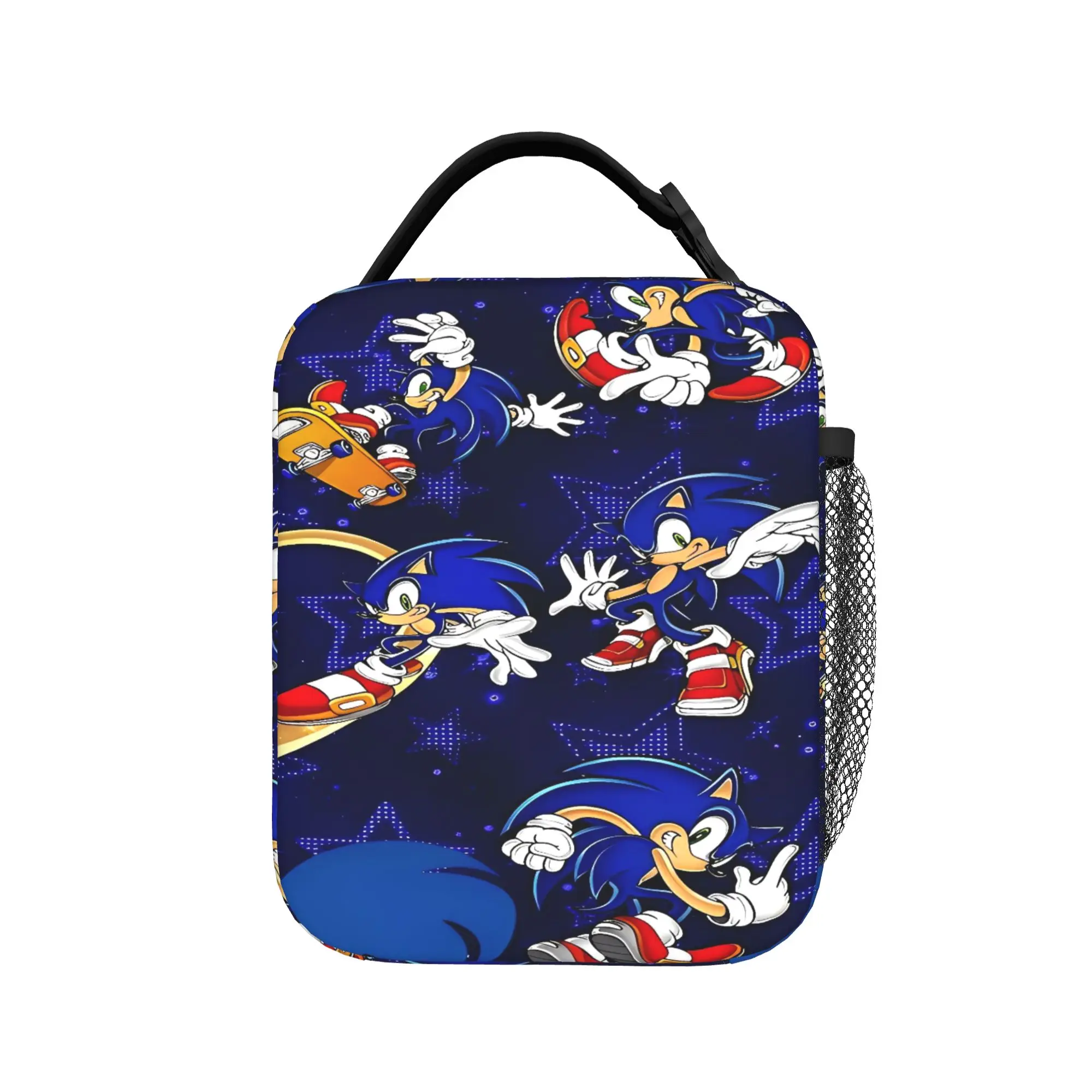 Sonices Cartoon Game Lunch Bag For Child  Print Lunch Box Cute Picnic Cooler Bag Portable Zipper Oxford Thermal Tote Handbags