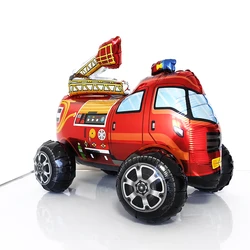 Standing 4D Fire Truck Foil Mylar Balloon Helium Large Fire Car Foil Balloon Baby Shower Boys Firefighter Birthday Party Decors