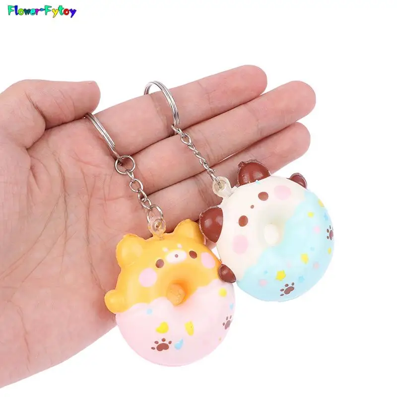 Donut Vent Pendant PU Slow Rebound Animal Decompression Vent Toy Sponge Pendant Keychain Squishy Stress Reliever Toys Random