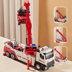 1:18 Alloy Metal Wrecker Truck Toy With 2 Hook Traffic Road Rescue Service Car Model Engineering Trailer Transpotation Vehilcle