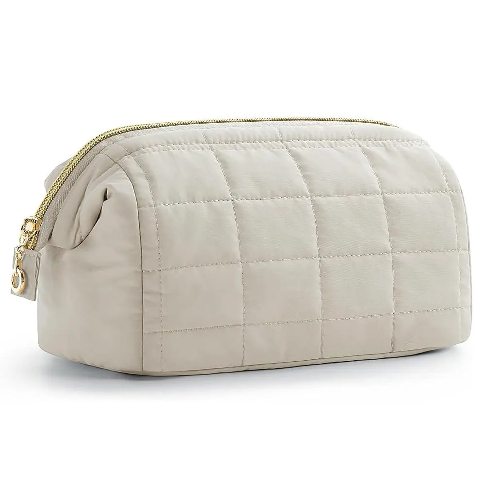 Women Large Quilted Makeup Bag Toiletry Pouch Waterproof Cosmetic Organizer Soft Zipper Travel Wash Bag Storage Case For Ladies
