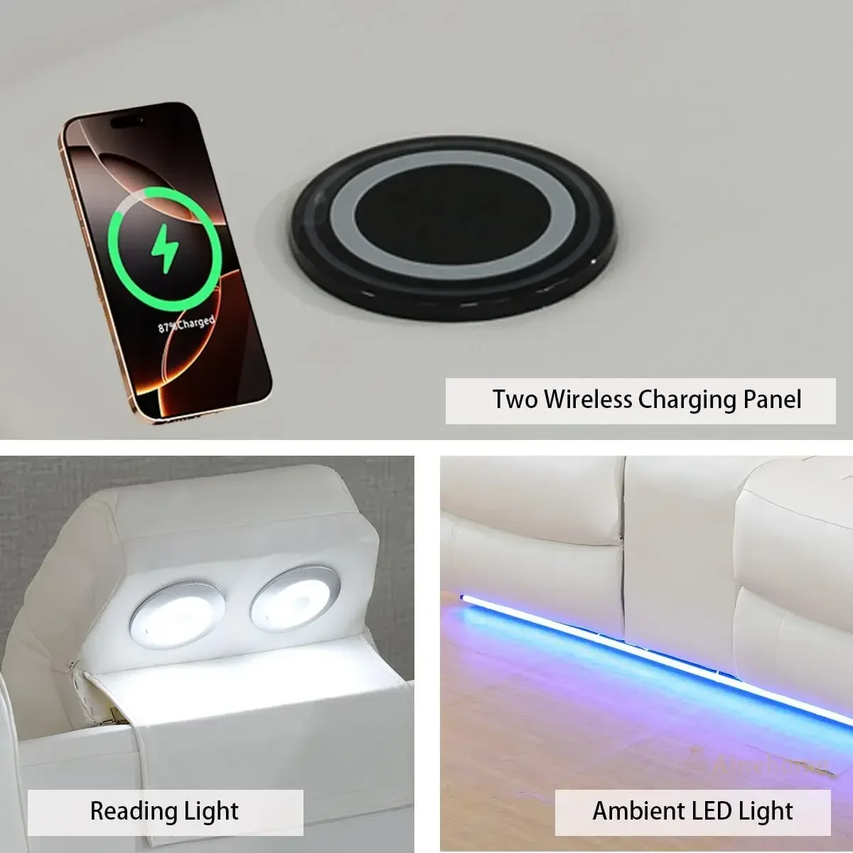 المبيعات الساخنة أثاث غرفة المعيشة أريكة مقطعية مستلق، كرسي طاقة غرفة المعيشة أريكة قابلة للتعديل، كرسي Loveseat مع مساحة تخزين #3