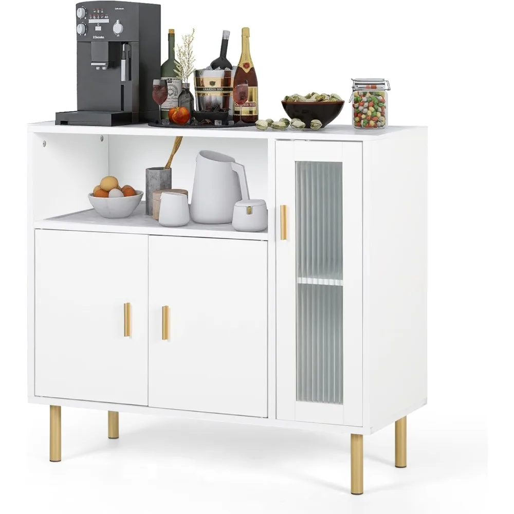 

Storage Cabinet Credenza Sideboard Buffet with Glass Doors Free Standing Accent Entry Coffee Bar