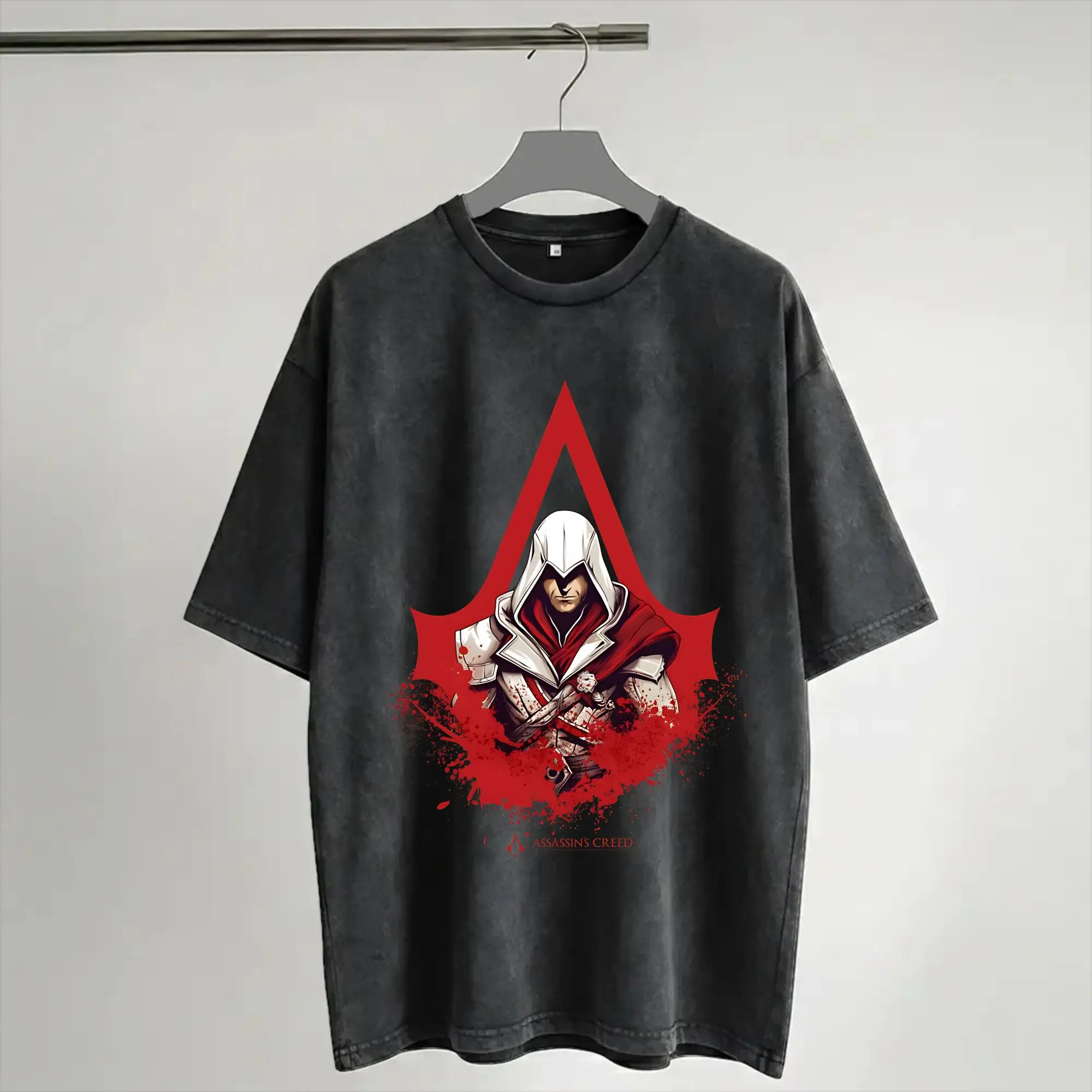 Assassines Creed Requiescat In Pace  Washed T Shirts Streetwear Hip Hop Fashion T-Shirts  Tees Tops for Men Women Short Sleeve