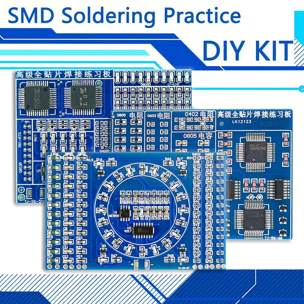 Diy Electronics Basics - การประสาน การปฏิบัติสามชิ้นชุดแผงวงจร SMD LED อิเล็กทรอนิกส์ SMT