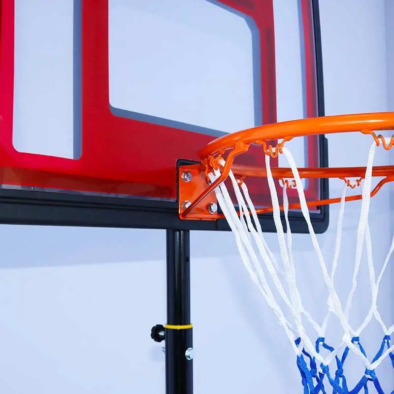 อุปกรณ์สนามฝึกซ้อมบาสเกตบอลสําหรับเด็กแบบพกพาในร่ม/กลางแจ้งห่วงปรับความสูงได้