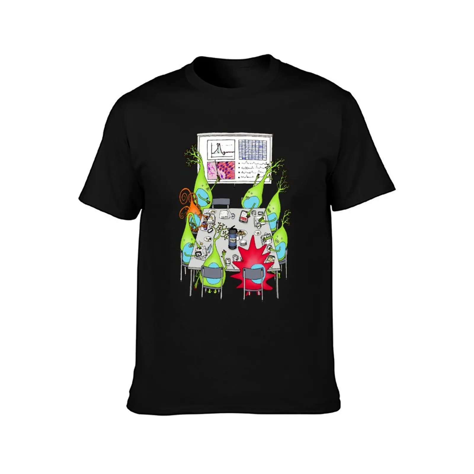 Brain Cell Lab Meeting T-Shirt, Summer Casual Cotton Tee, Oversized Streetwear Tops, Vintage Graphic Print, Unisex Men Women