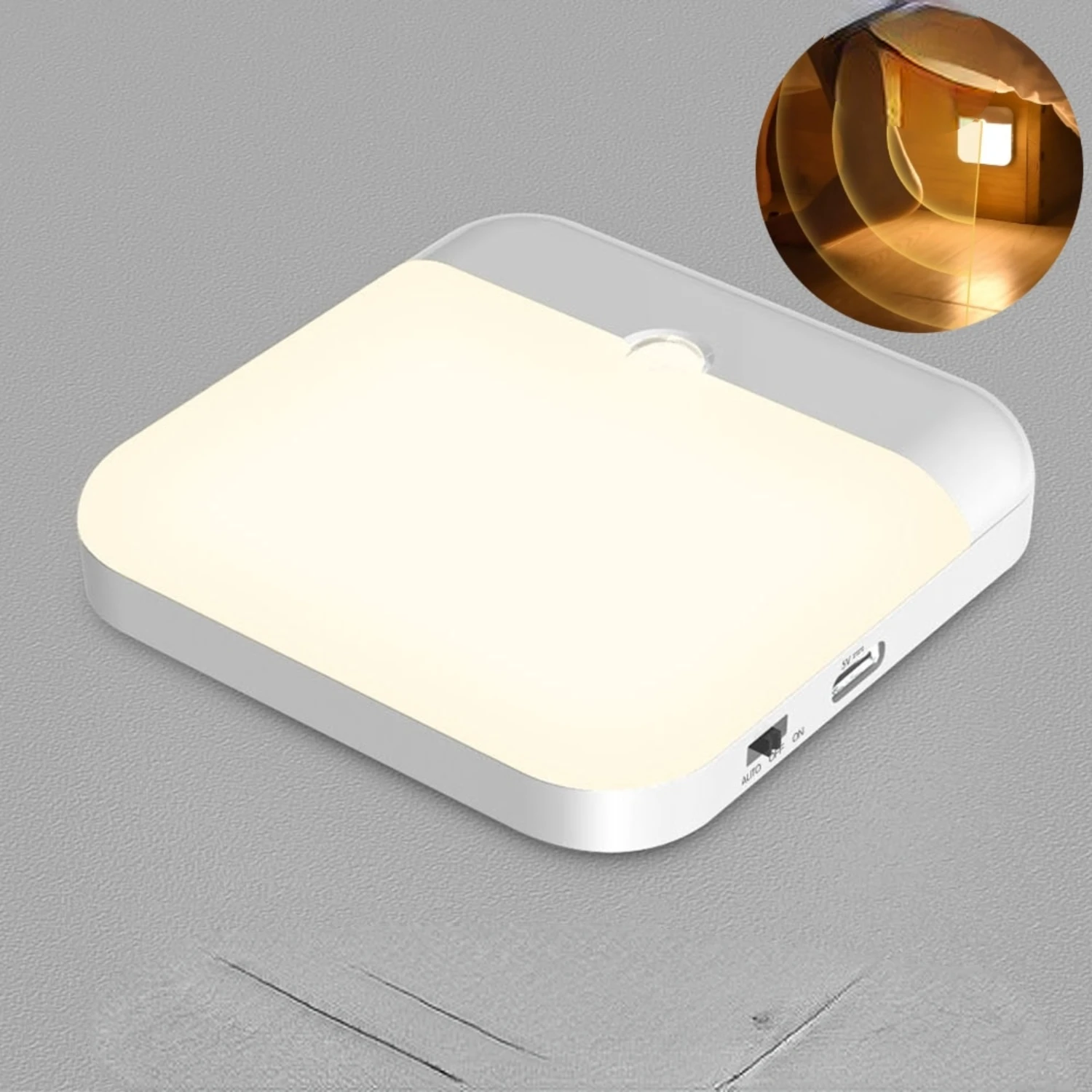 Ideal Lighting Solution: Stylish, Energy-Efficient Motion Sensor LED Square Light with USB Charging - Bright and Convenient Lamp