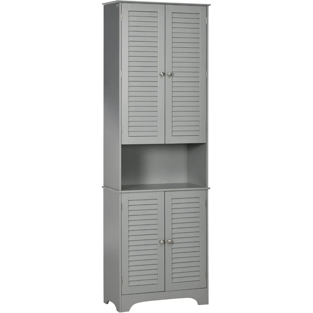

tall narrow bathroom storage cabinet with doors and shelf adjustability, freestanding linen cabinet with 2 cabinets and counter