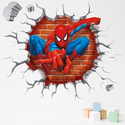 3D Spiderman Adesivos de Parede para Crianças Decoração Do Quarto, PVC Wall Art Decalques, Cartoon Movie Mural, Home Bedroom Decor