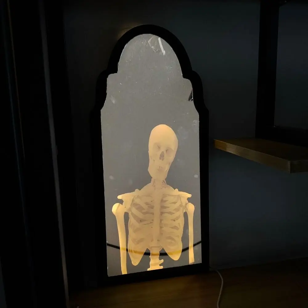 Round/Wave Ghost Hologram Mirror Light Up Illusion Design Ghost Illusion Mirror Holographic Effect Wall Mounted