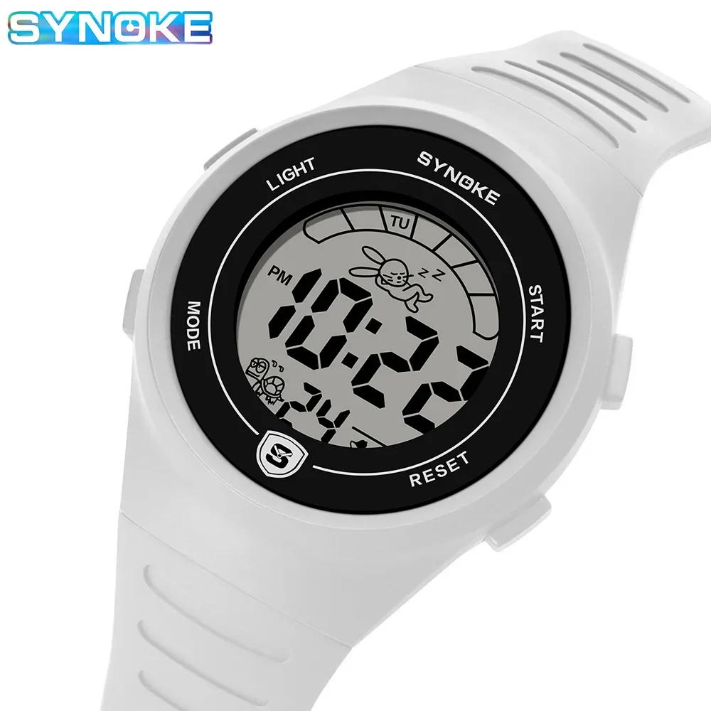 SYNOKE Fashion Sport Watch 50M Waterproof PU Strap Alarm Digital Girls Watches For Teenage