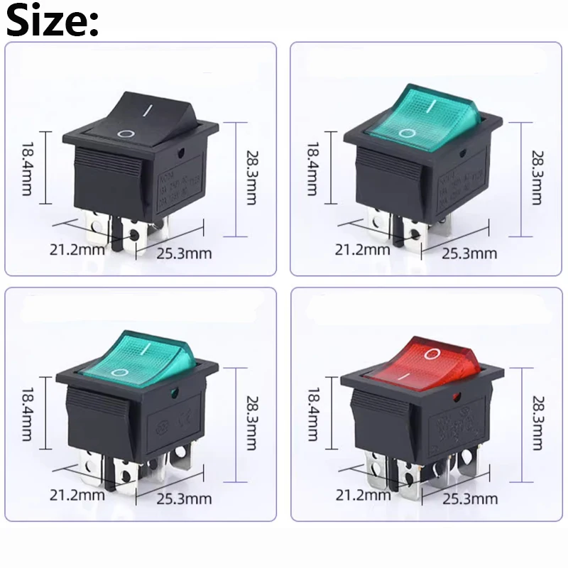 Latching Rocker Switch Power Switch I/O 4 Pins 6 Pins with Light 16A 250VAC 20A 125VAC KCD4 2/3position