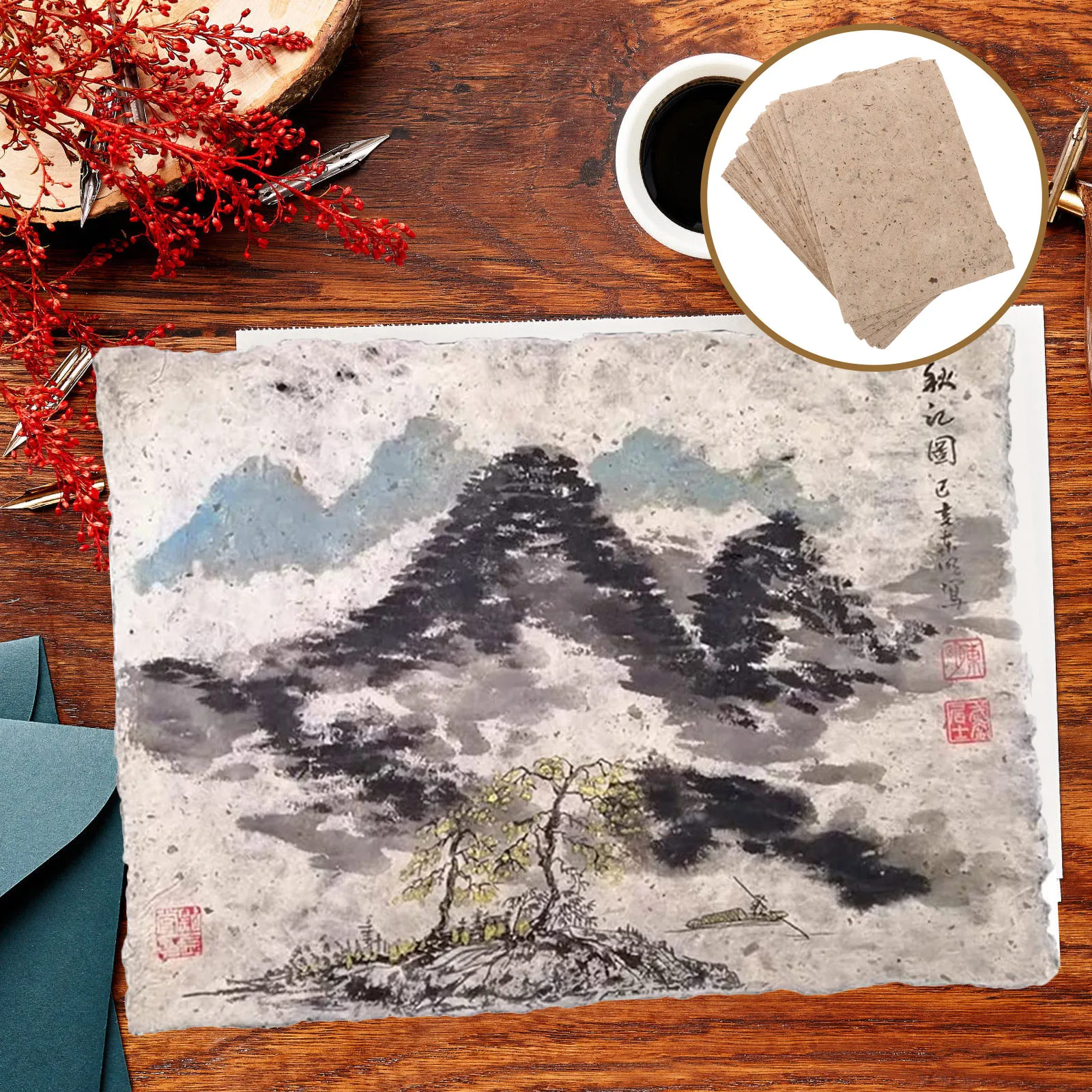 Papier de calligraphie fait à la main, 50 feuilles, haute qualité, Durable pour peinture, dessin, écriture, artisanat, papier fait à la main