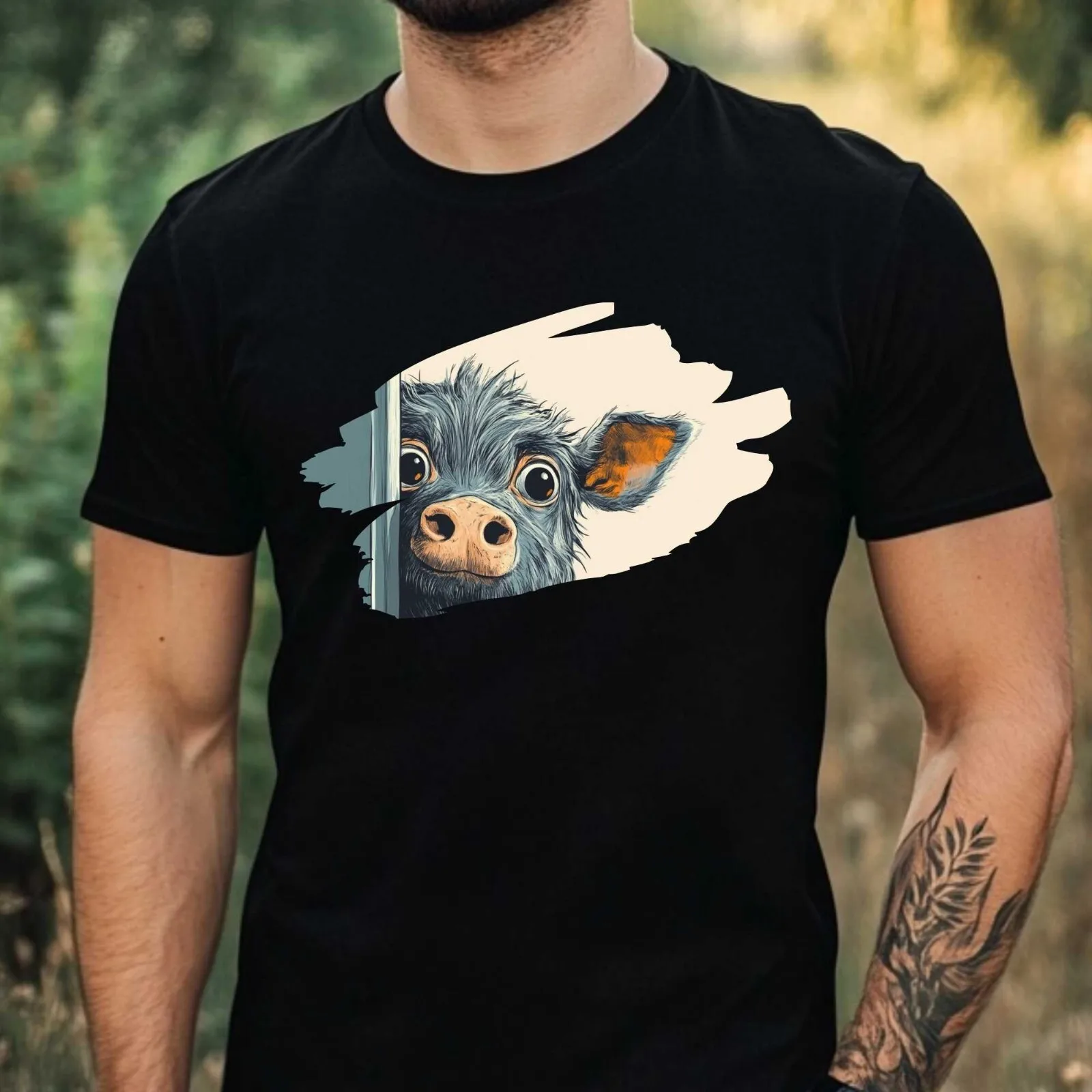 Herren-T-Shirt aus Baumwolle mit lustigem Tiermotiv, Größe XS bis 5XL