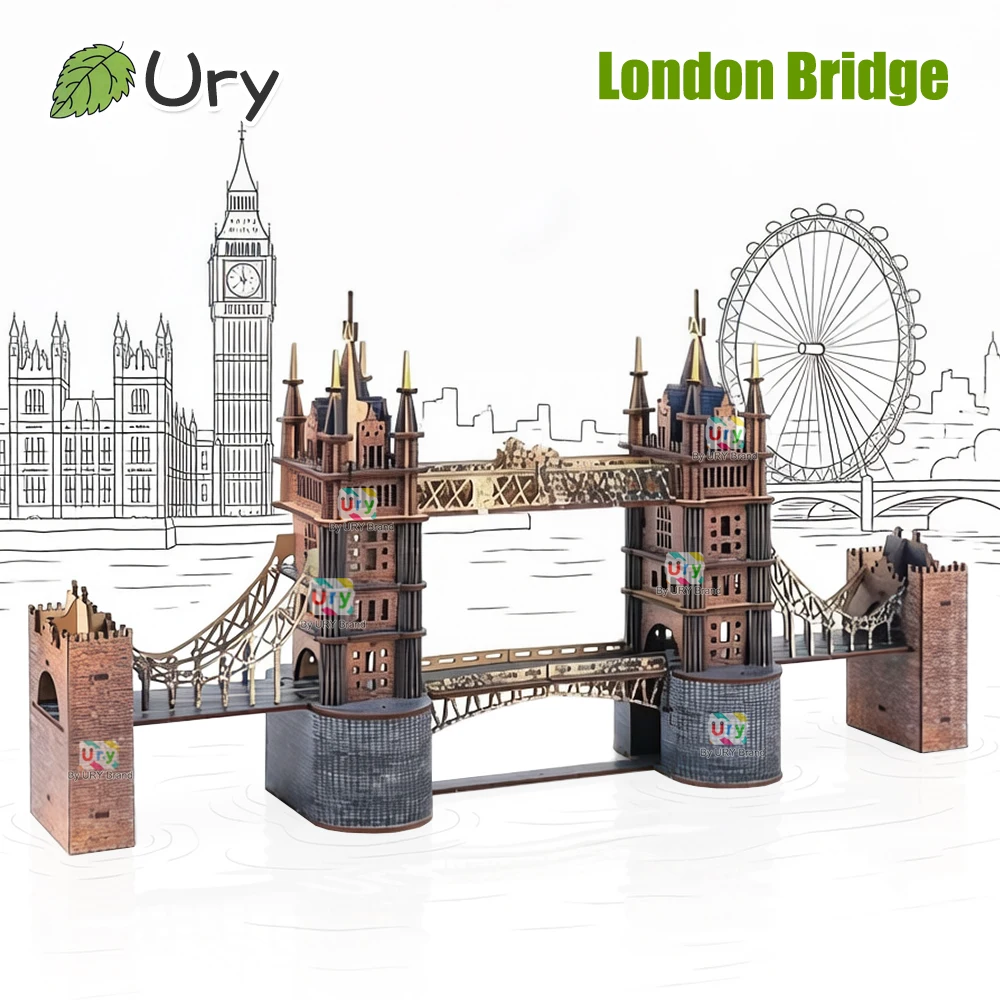 

Деревянный 3D-пазл Ury: Красочный Торрер-Бридж (Лондон, Англия) – Ретро-модель для сборки, сувенир, подарок для взрослых, модель знаменитой достопримечательности