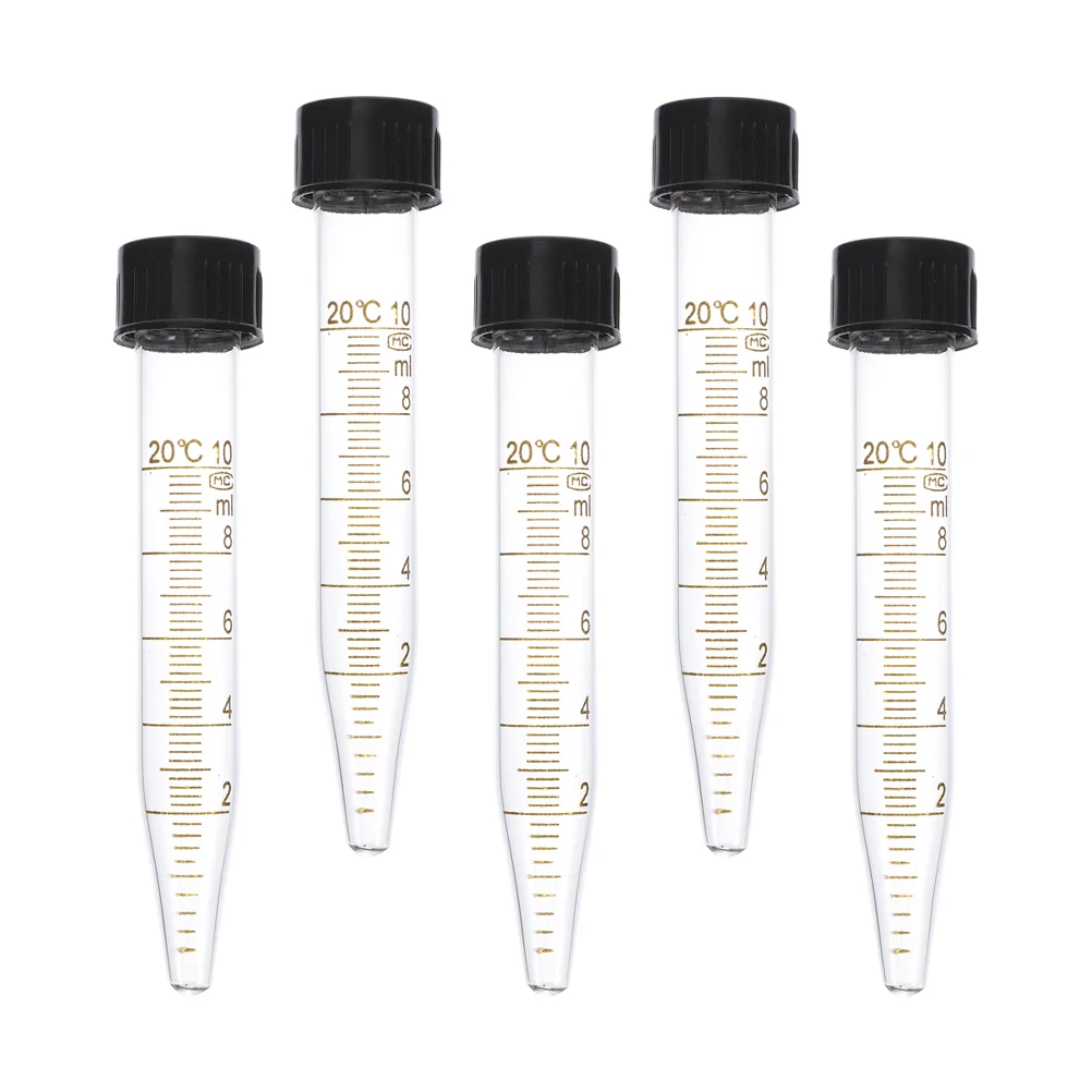 5 Pcs Screw Graduated Test Tube Centrifugal Vials Laboratory Supplies Tubes with Cover Plastic Tubes 10ml Glass