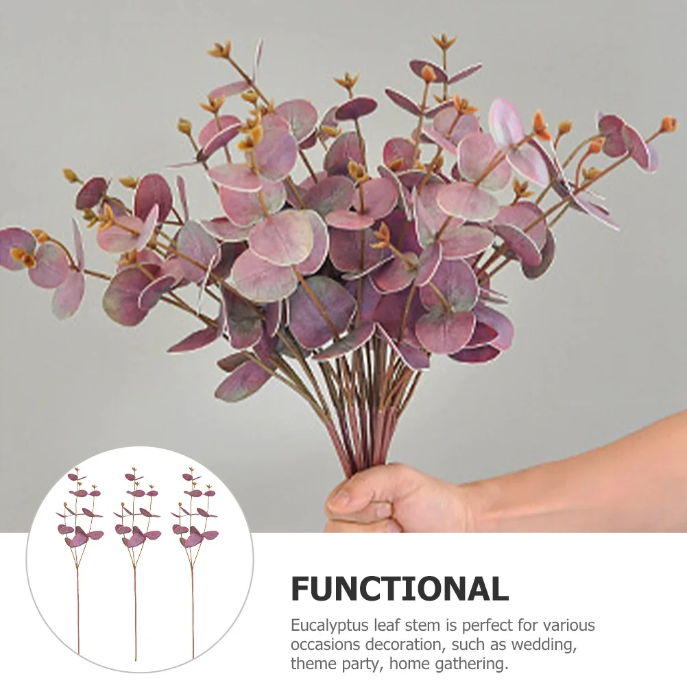 

3Pcs Artificial Eucalyptus Stems Faux Eucalyptus Leaves Wedding Decorations Photo Props Home Plant Decors Home Plant Decors