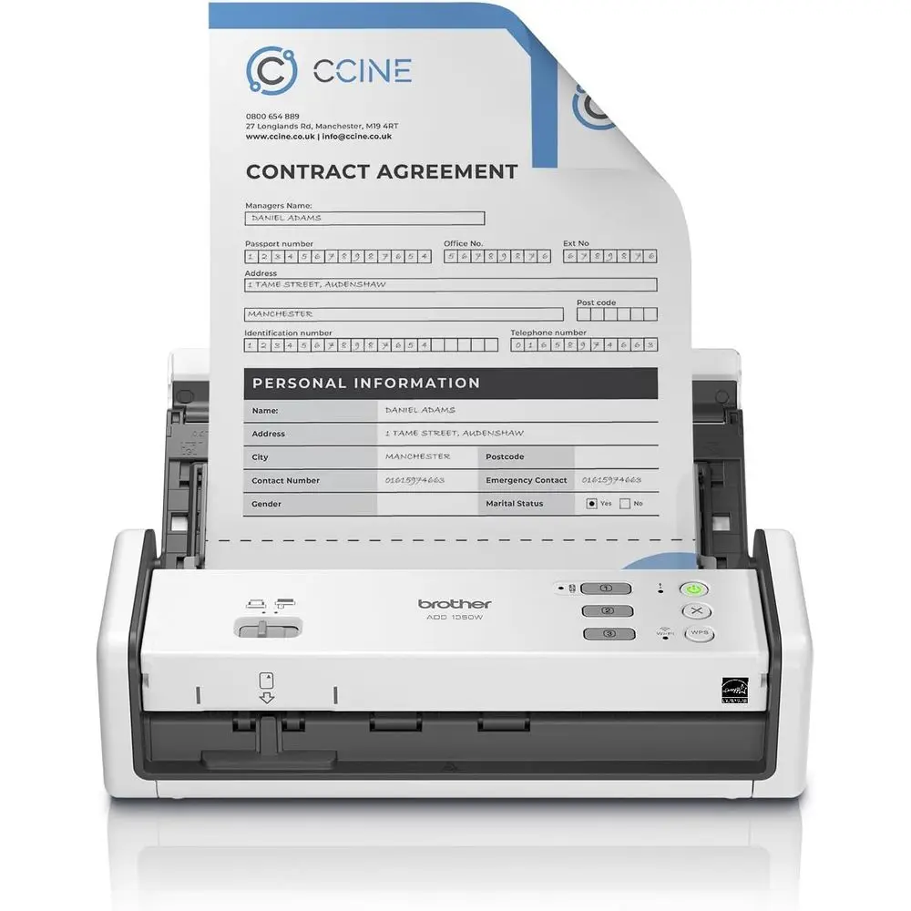 ADS-1350W Wireless Compact Desktop Scanner | Scan Speeds of Up to 30ppm | Single Pass Double-Sided Scanning