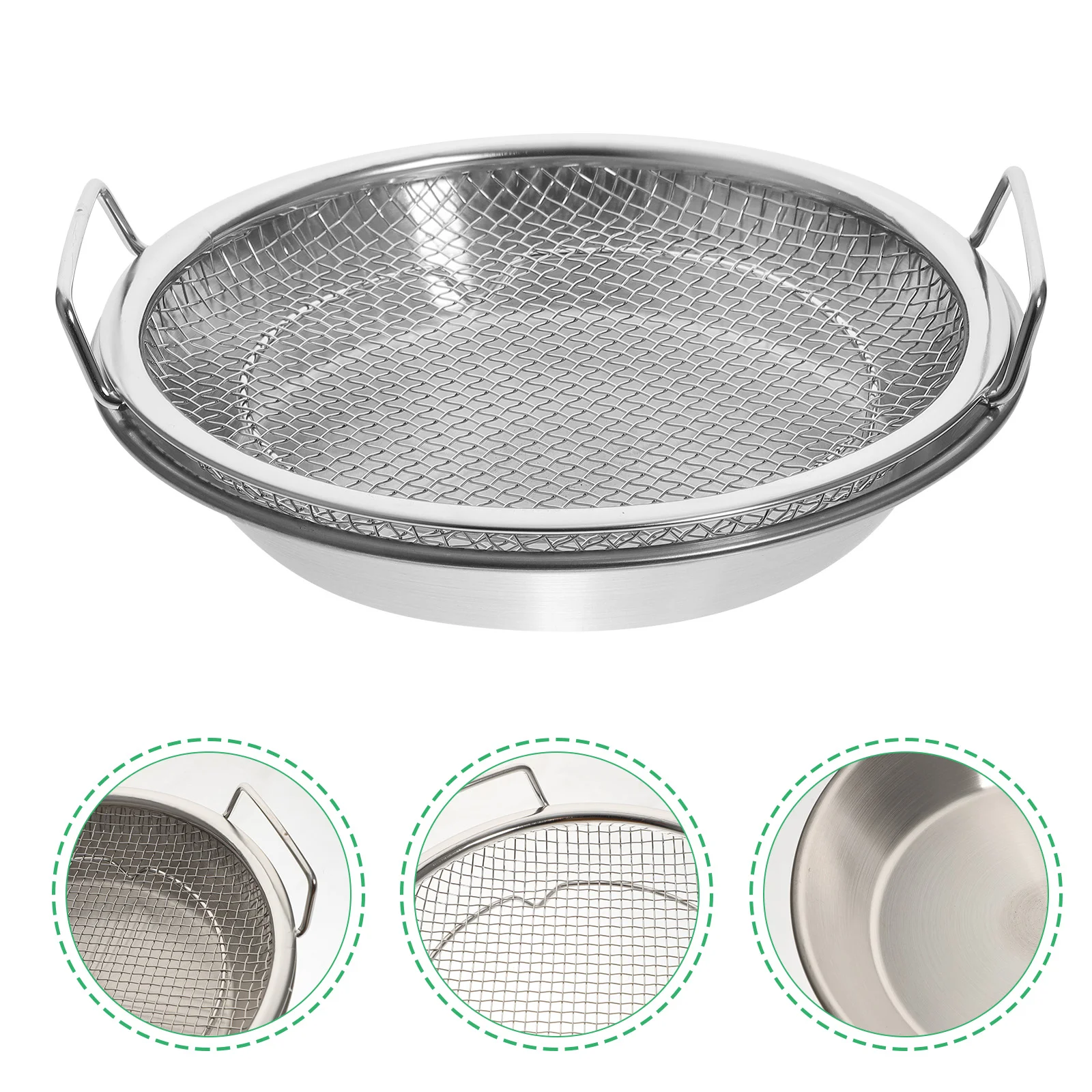 

Drain Pan Baking Tray Frying Food Air Fryer Snack Container Serving Dish Stainless Steel Storage Plate Fried Snacks