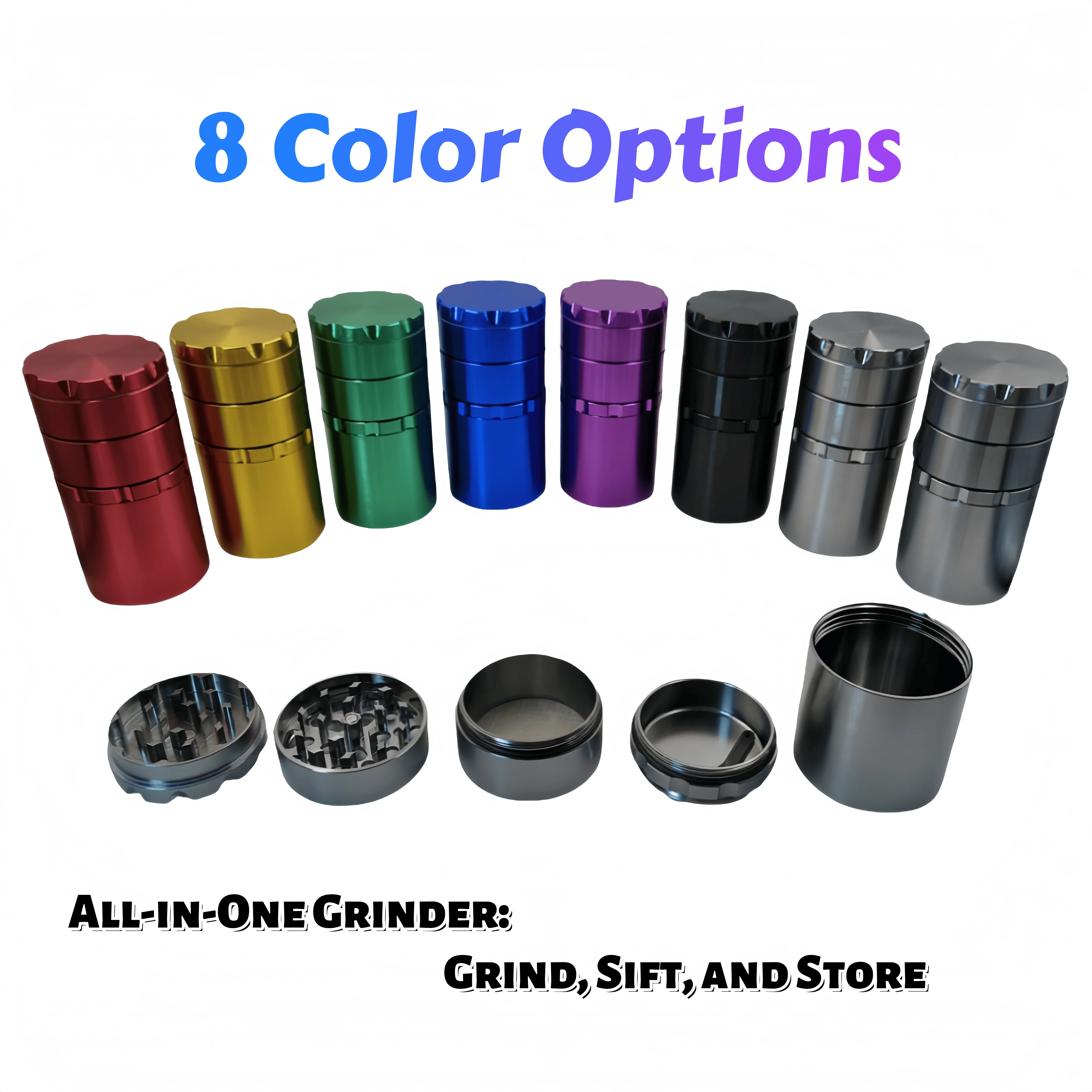 

50mm 5-Layer Grinder | 8 Colors | with Storage Base & Diamond Teeth for Efficient Grind，Tobacco Accessories