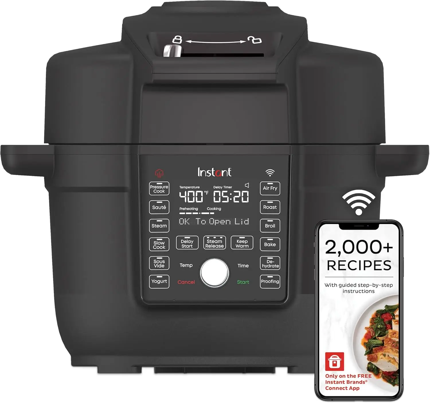 6.5 Quart Duo Crisp Ultimate Lid with  , 13-in-1 Air Fryer and Pressure Cooker Combo,  , Slow Cook, Bake, Ste