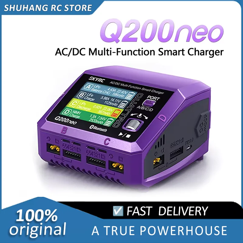 SkyRC Q200neo 4 Channel AC 200W DC 400W 10A*4 Multi-Function Smart Charger for 1-6S Lipo LiHV LiFe LiIon 2-15S NiMH NICD Battery