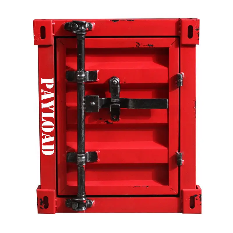 منضدة حاوية صناعية - خزانة تخزين عتيقة، طاولة بجانب السرير ريفية، معدنية وخزانة ملابس، ديكور منزلي فريد #3