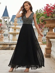 Unithorse Contrast Sequin Chiffon Formal Dress Bridesmaid Dress