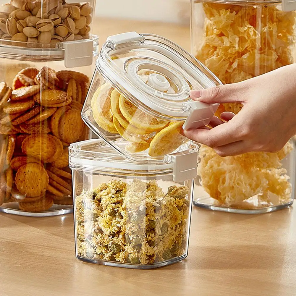 PET Airtight Vacuum Food Storage Container With Electric Vacuum Pump Date‑Mark Dial Silicone Sealing Ring Transparent Negative